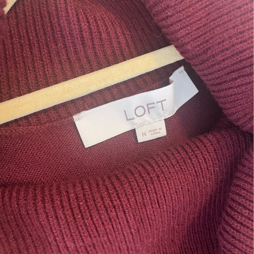 LOFT Burgundy Cowl Neck Cozy Sweater - Picture 5 of 5